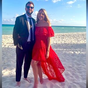 Vici Panache Off The Shoulder High Low Maxi Dress